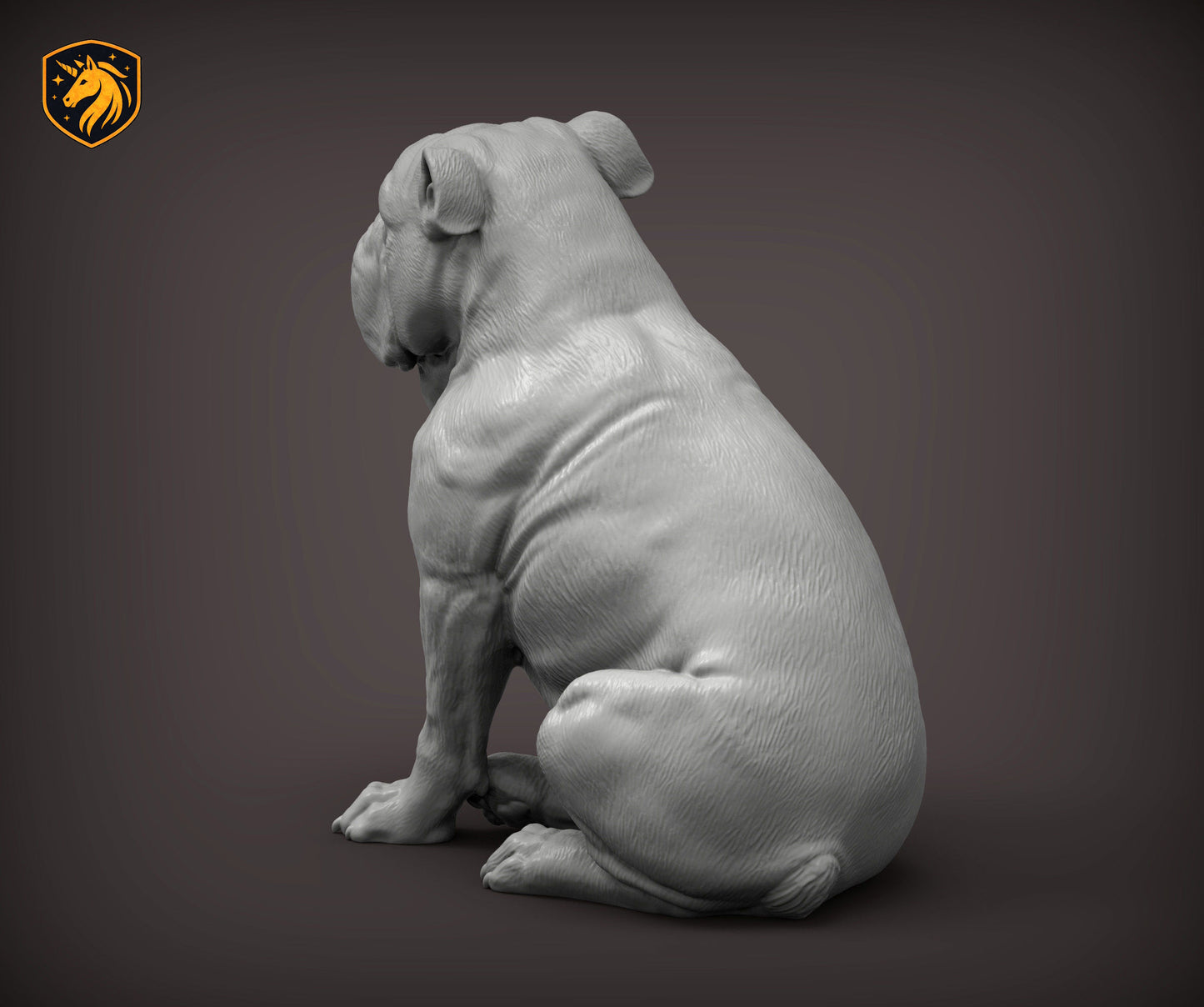 English Bulldog (Sitting Pose) – Unpainted ABS Resin Model | Realistic Dog Sculpture