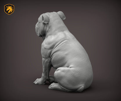English Bulldog (Sitting Pose) – Unpainted ABS Resin Model | Realistic Dog Sculpture