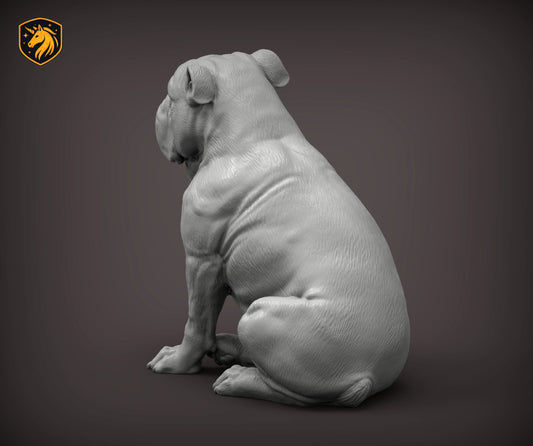 English Bulldog (Sitting Pose) – Unpainted ABS Resin Model | Realistic Dog Sculpture