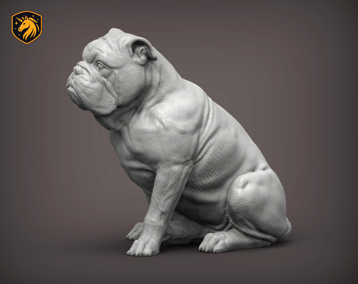 English Bulldog (Sitting Pose) – Unpainted ABS Resin Model | Realistic Dog Sculpture