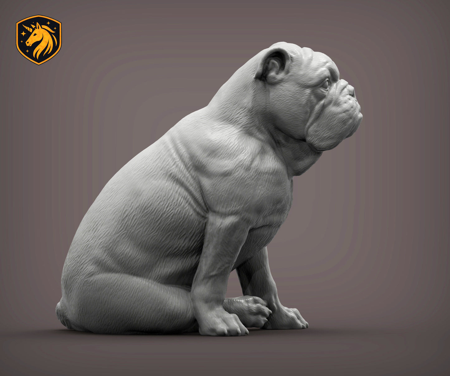 English Bulldog (Sitting Pose) – Unpainted ABS Resin Model | Realistic Dog Sculpture