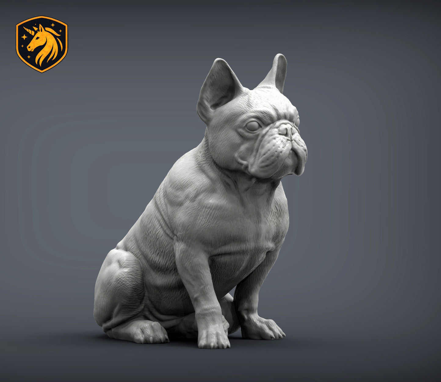French Bulldog Sitting Pose – Unpainted ABS Resin Model | Realistic Canine Sculpture