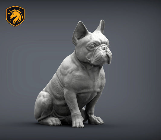 French Bulldog Sitting Pose – Unpainted ABS Resin Model | Realistic Canine Sculpture