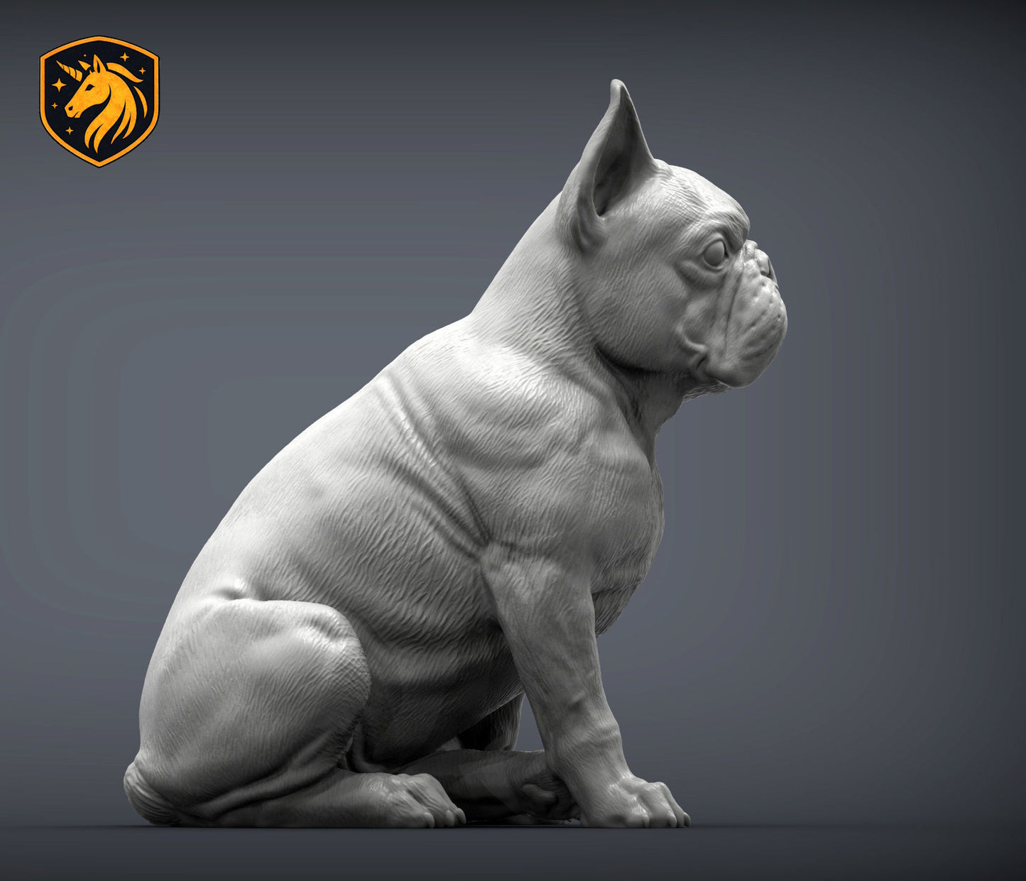 French Bulldog Sitting Pose – Unpainted ABS Resin Model | Realistic Canine Sculpture