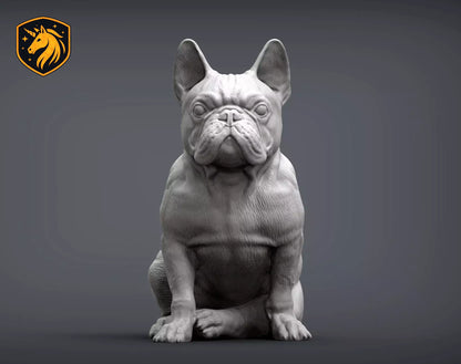 French Bulldog Sitting Pose – Unpainted ABS Resin Model | Realistic Canine Sculpture