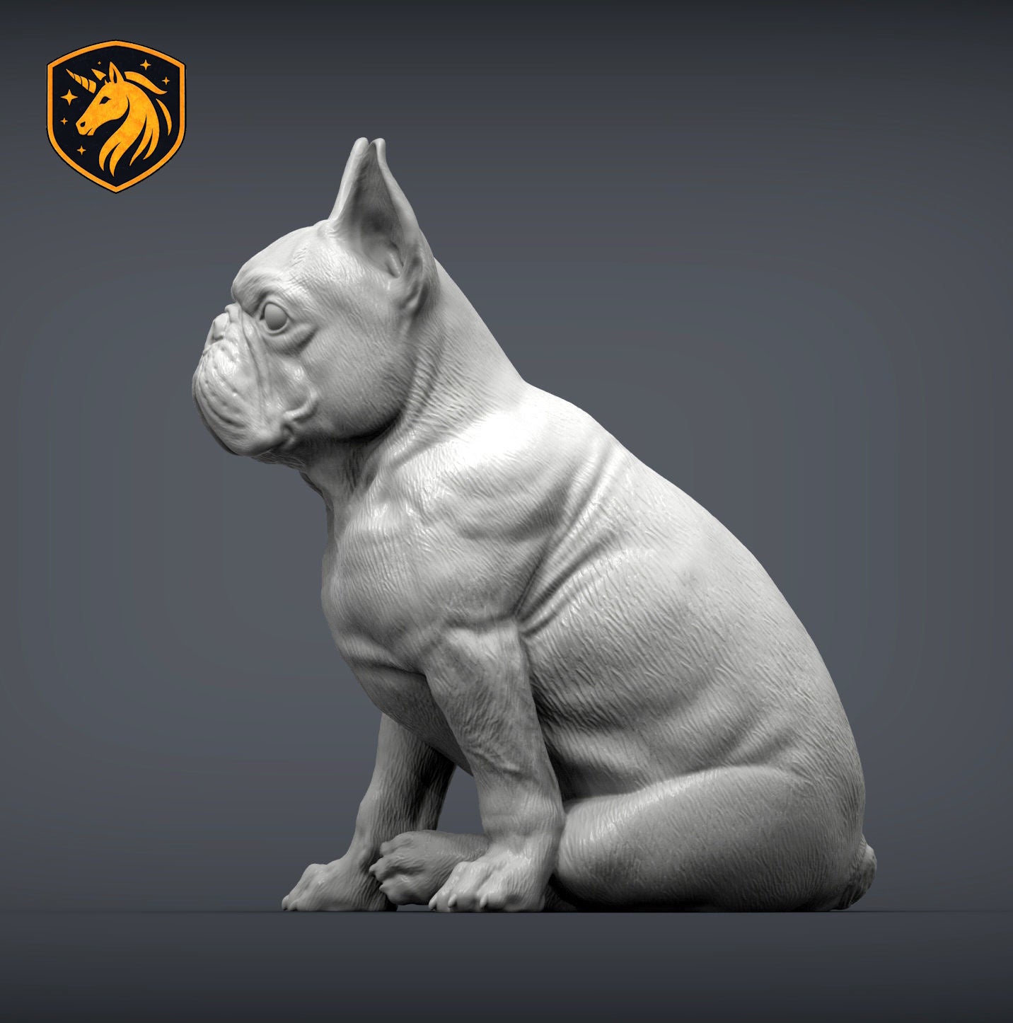 French Bulldog Sitting Pose – Unpainted ABS Resin Model | Realistic Canine Sculpture
