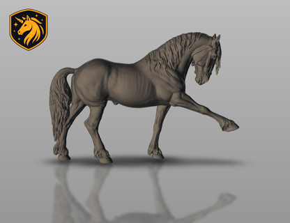 Friesian Horse with Bridle – Collected Trot Pose | Unpainted Resin Model