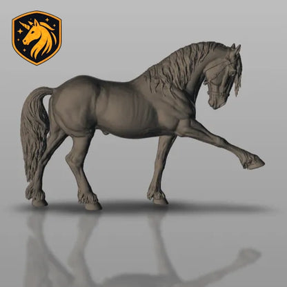 Friesian Horse with Bridle – Collected Trot Pose | Unpainted Resin Model