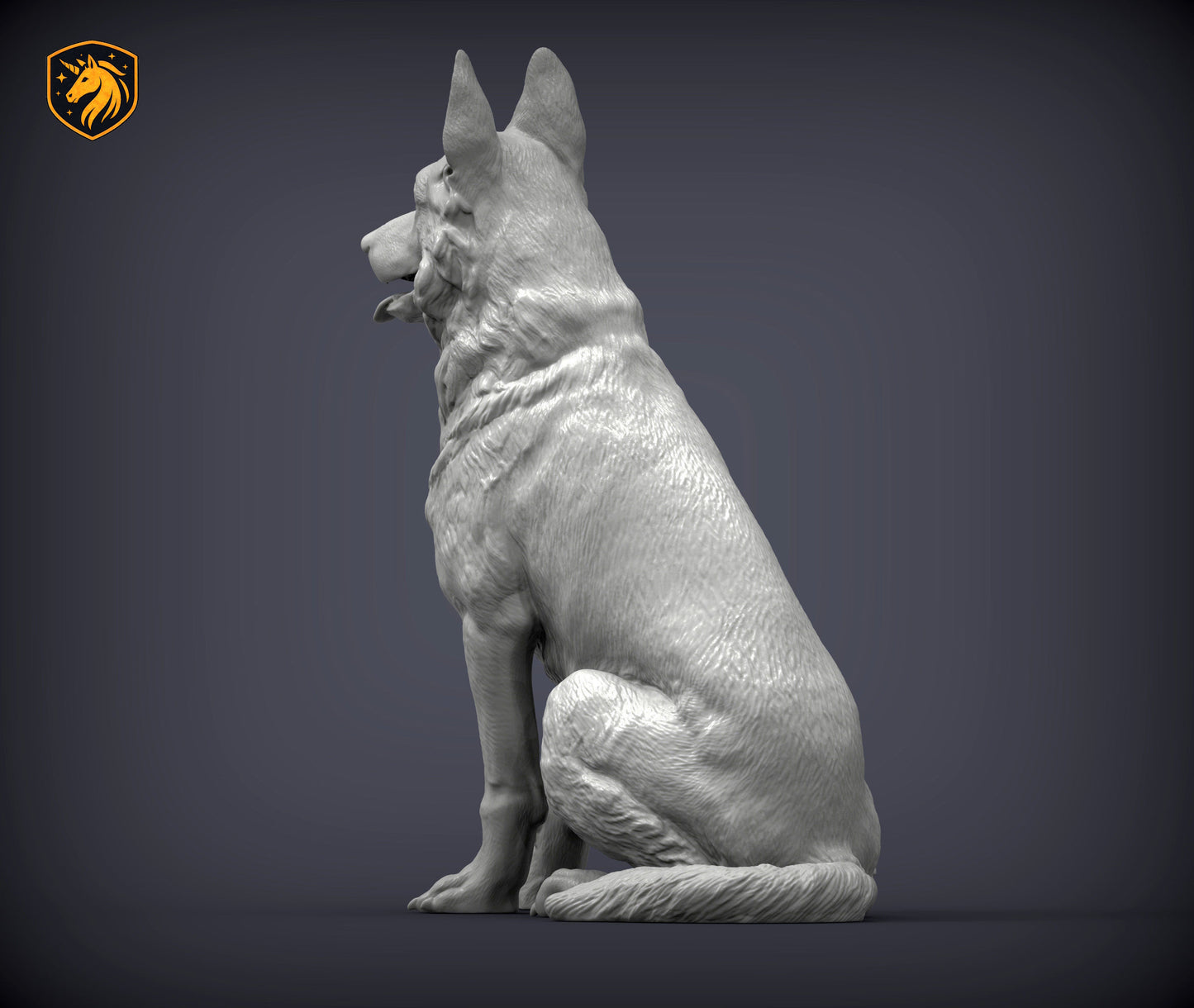 German Shepherd (Sitting Pose) – Unpainted ABS Resin Model | Realistic Dog Sculpture