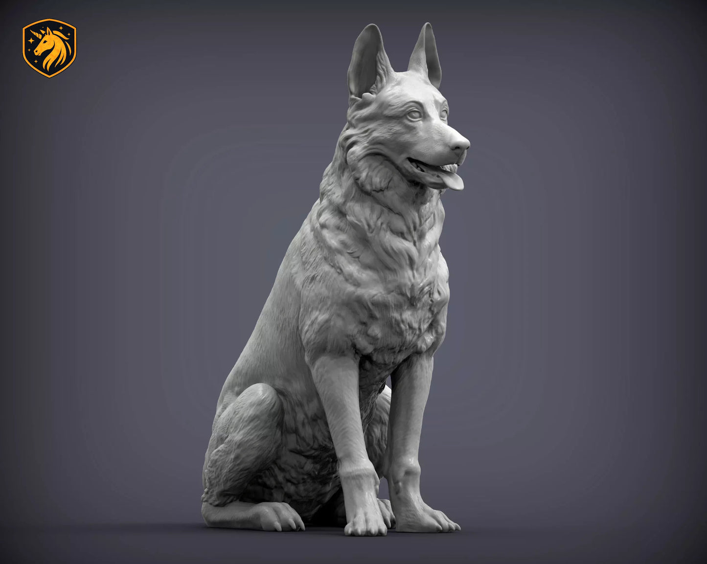 German Shepherd (Sitting Pose) – Unpainted ABS Resin Model | Realistic Dog Sculpture