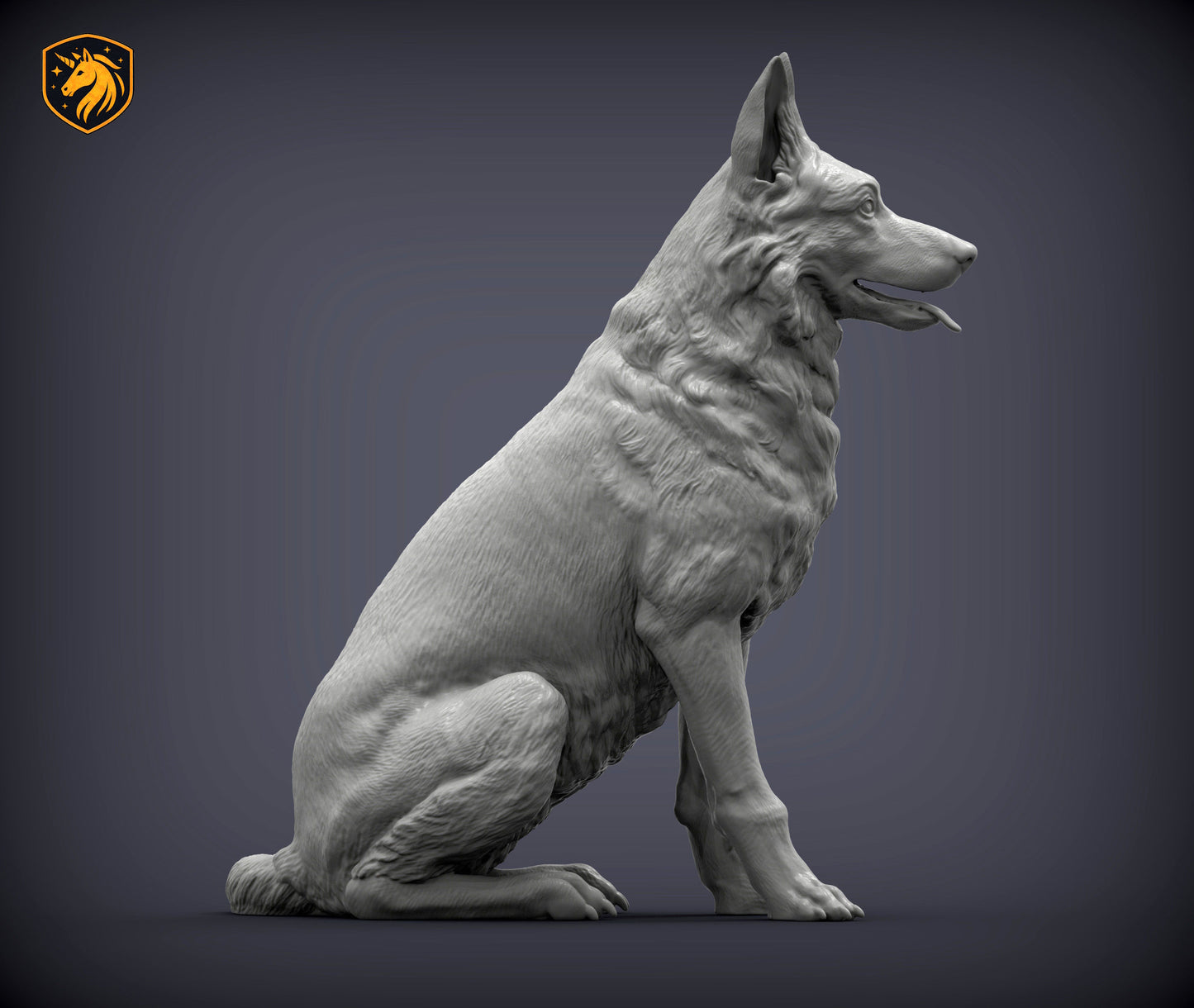 German Shepherd (Sitting Pose) – Unpainted ABS Resin Model | Realistic Dog Sculpture