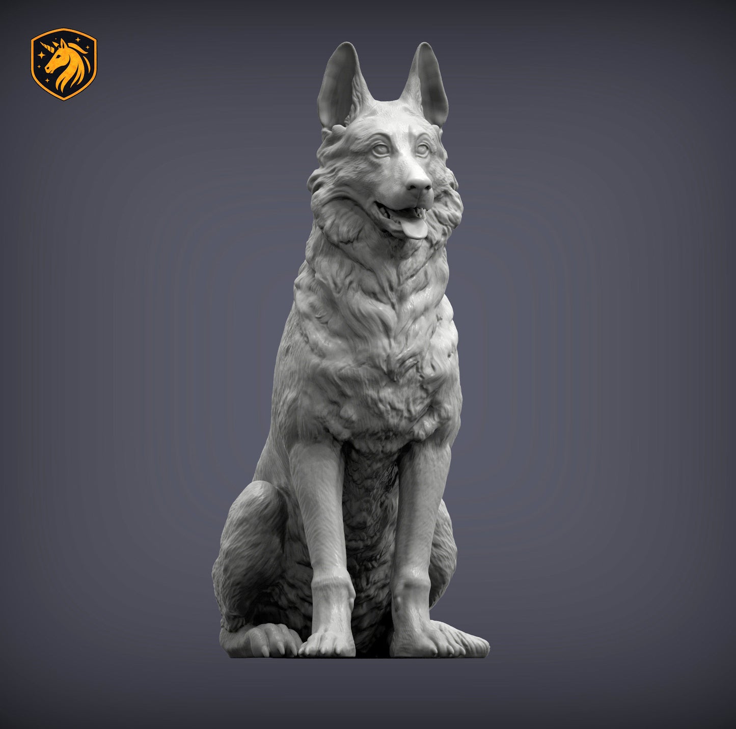 German Shepherd (Sitting Pose) – Unpainted ABS Resin Model | Realistic Dog Sculpture