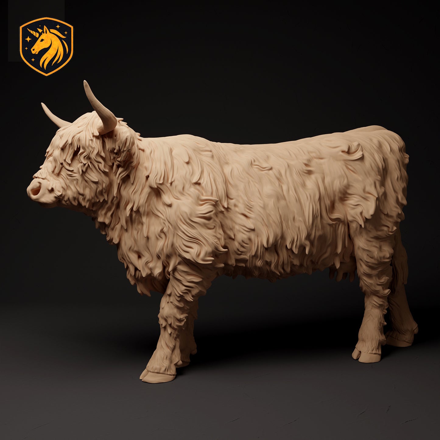 Highland Cow Figurine 1/9 Scale Model | Unpainted ABS White Resin