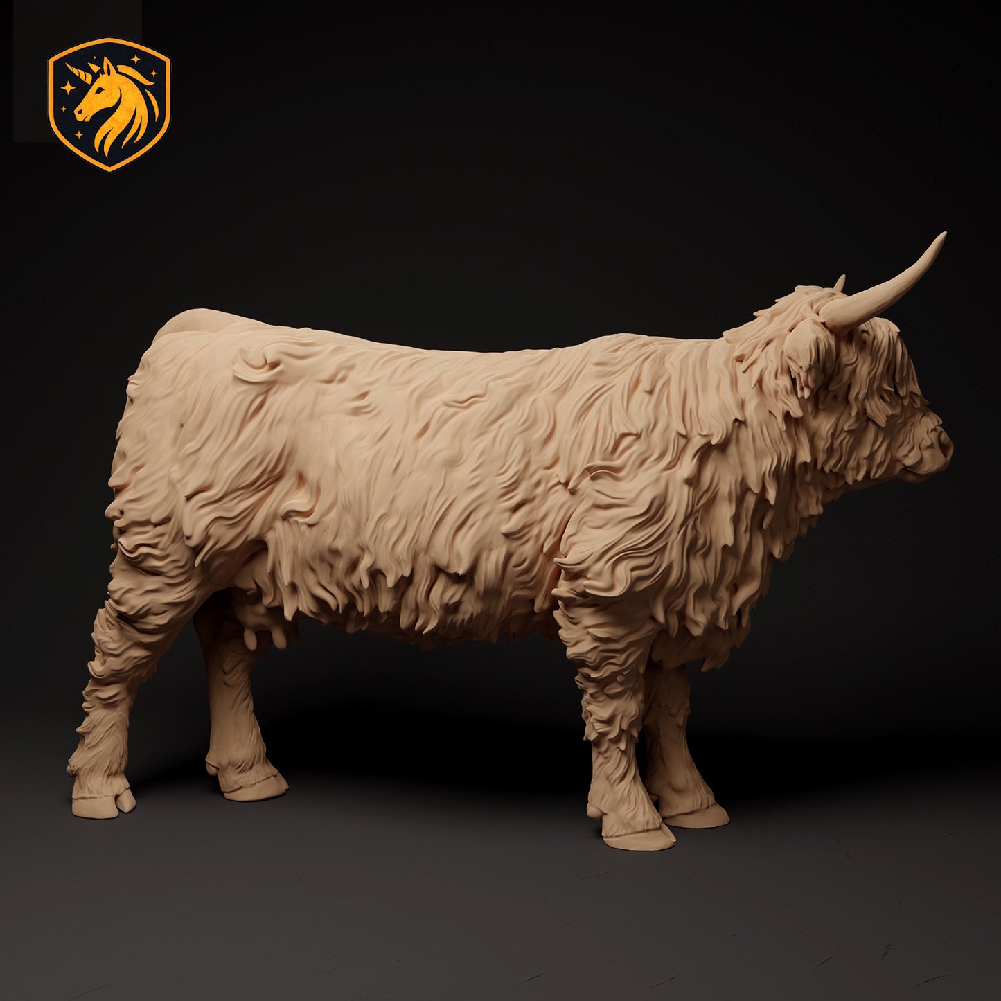 Highland Cow Figurine 1/9 Scale Model | Unpainted ABS White Resin