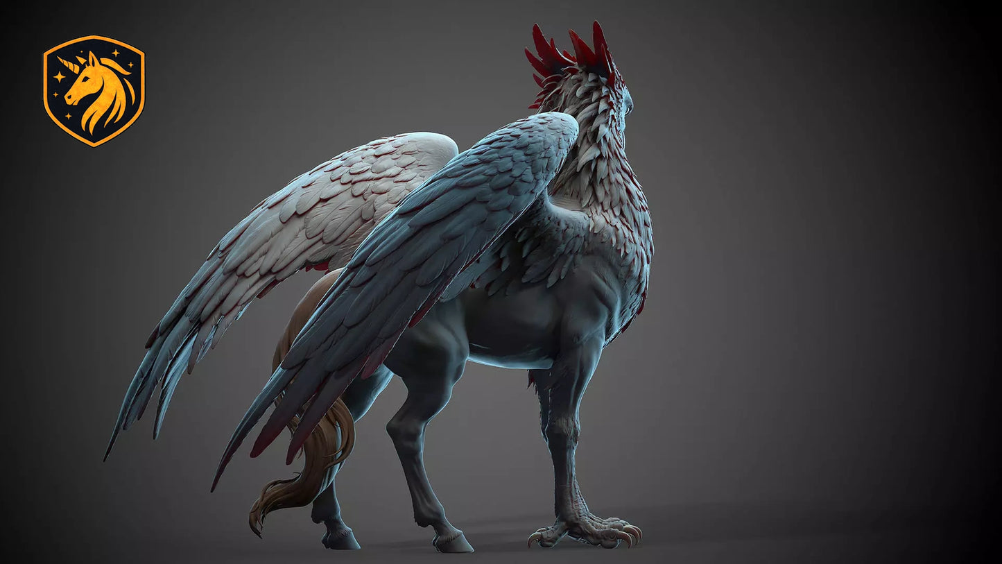 Hippogriff Horse Griffin | Unpainted ABS White Resin | Fantasy Creature Sculpture