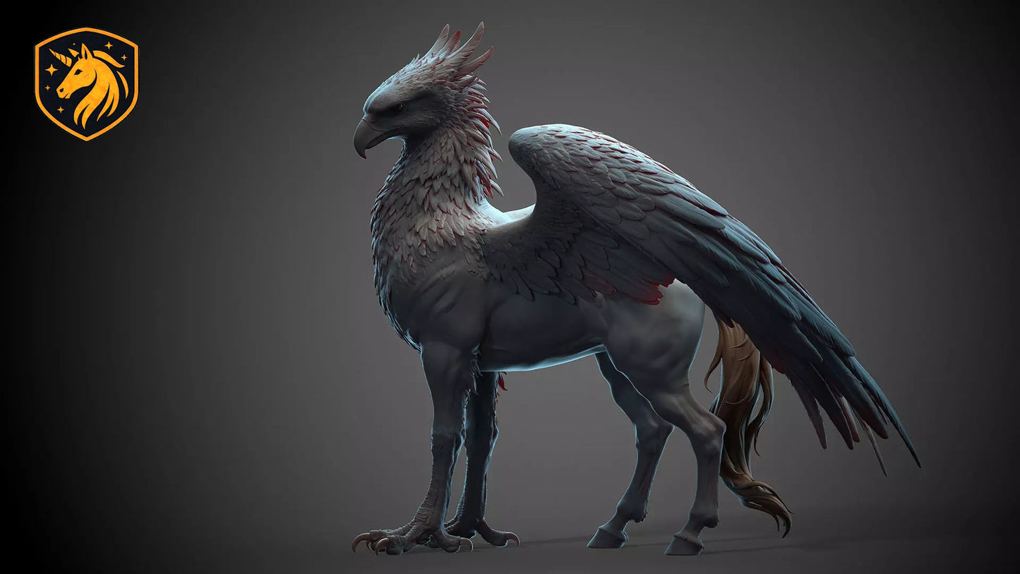 Hippogriff Horse Griffin | Unpainted ABS White Resin | Fantasy Creature Sculpture