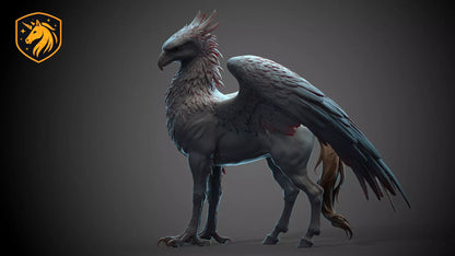 Hippogriff Horse Griffin | Unpainted ABS White Resin | Fantasy Creature Sculpture