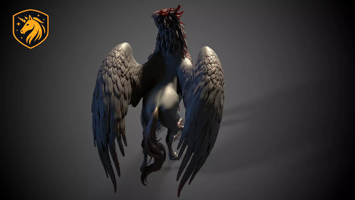 Hippogriff Horse Griffin | Unpainted ABS White Resin | Fantasy Creature Sculpture