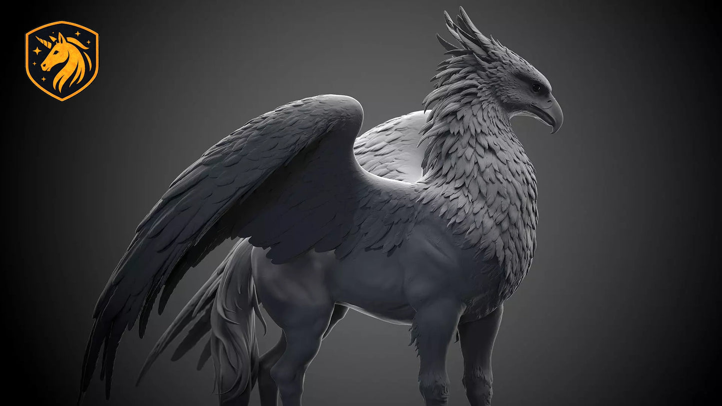 Hippogriff Horse Griffin | Unpainted ABS White Resin | Fantasy Creature Sculpture