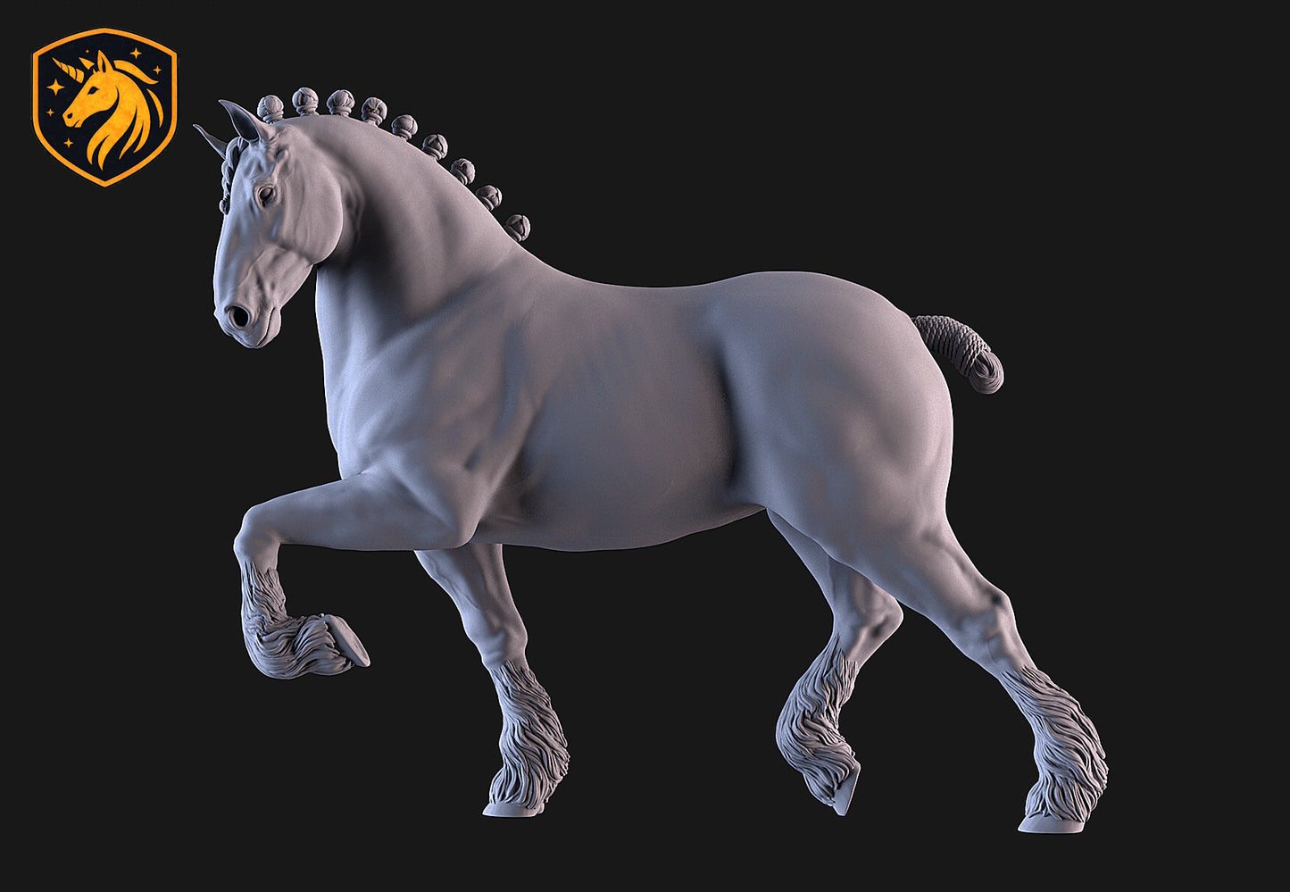 Shire Horse (Elevated Trot Pose) – Unpainted ABS Resin Model | Traditional Draft Sculpture