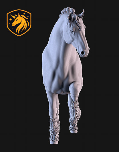 Shire Horse (Elevated Trot Pose) – Unpainted ABS Resin Model | Traditional Draft Sculpture