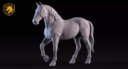 Sport Horse (Elevated Walk Pose) – Unpainted ABS Resin Model | Realistic Equine Sculpture