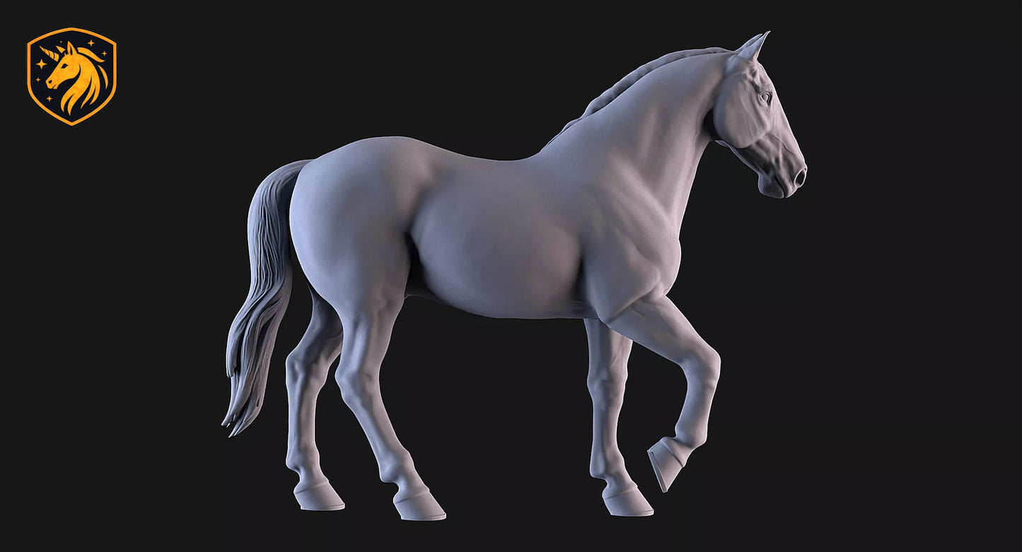 Sport Horse (Elevated Walk Pose) – Unpainted ABS Resin Model | Realistic Equine Sculpture