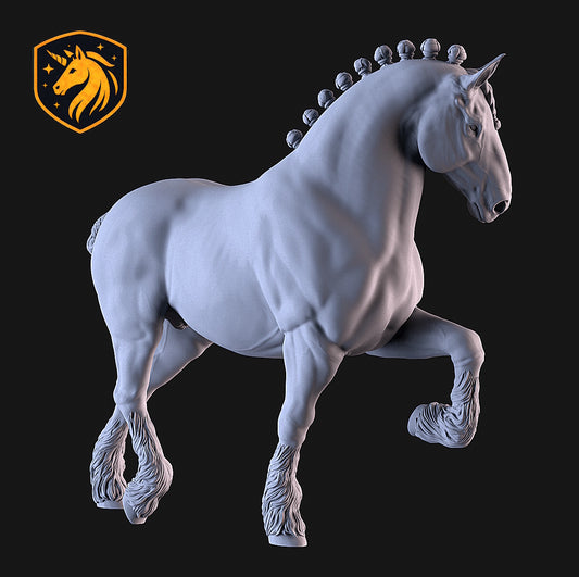 Shire Horse (Elevated Trot Pose) – Unpainted ABS Resin Model | Traditional Draft Sculpture