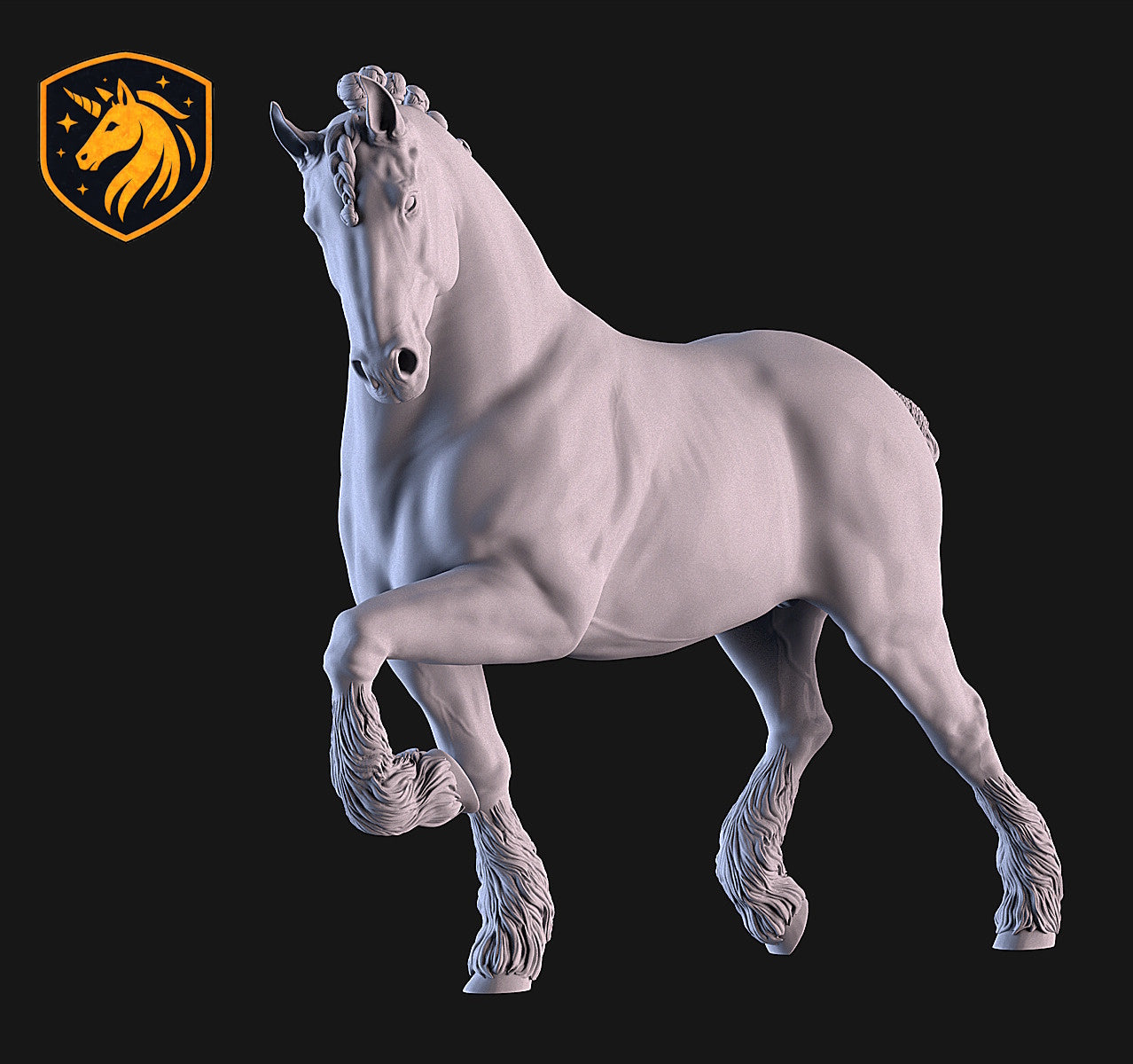 Shire Horse (Elevated Trot Pose) – Unpainted ABS Resin Model | Traditional Draft Sculpture