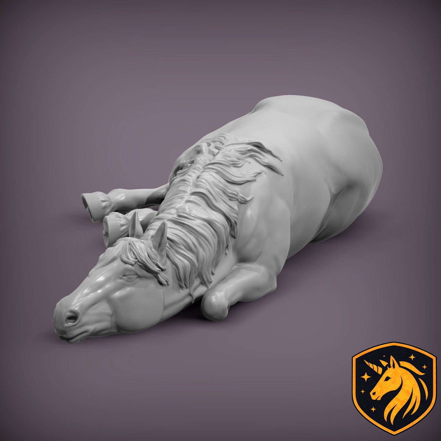 Sleeping Horse (Resting Pose) – Unpainted 3D Resin Model | Realistic Equine Sculpture