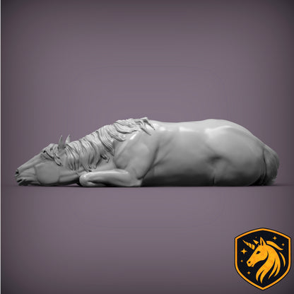 Sleeping Horse (Resting Pose) – Unpainted 3D Resin Model | Realistic Equine Sculpture