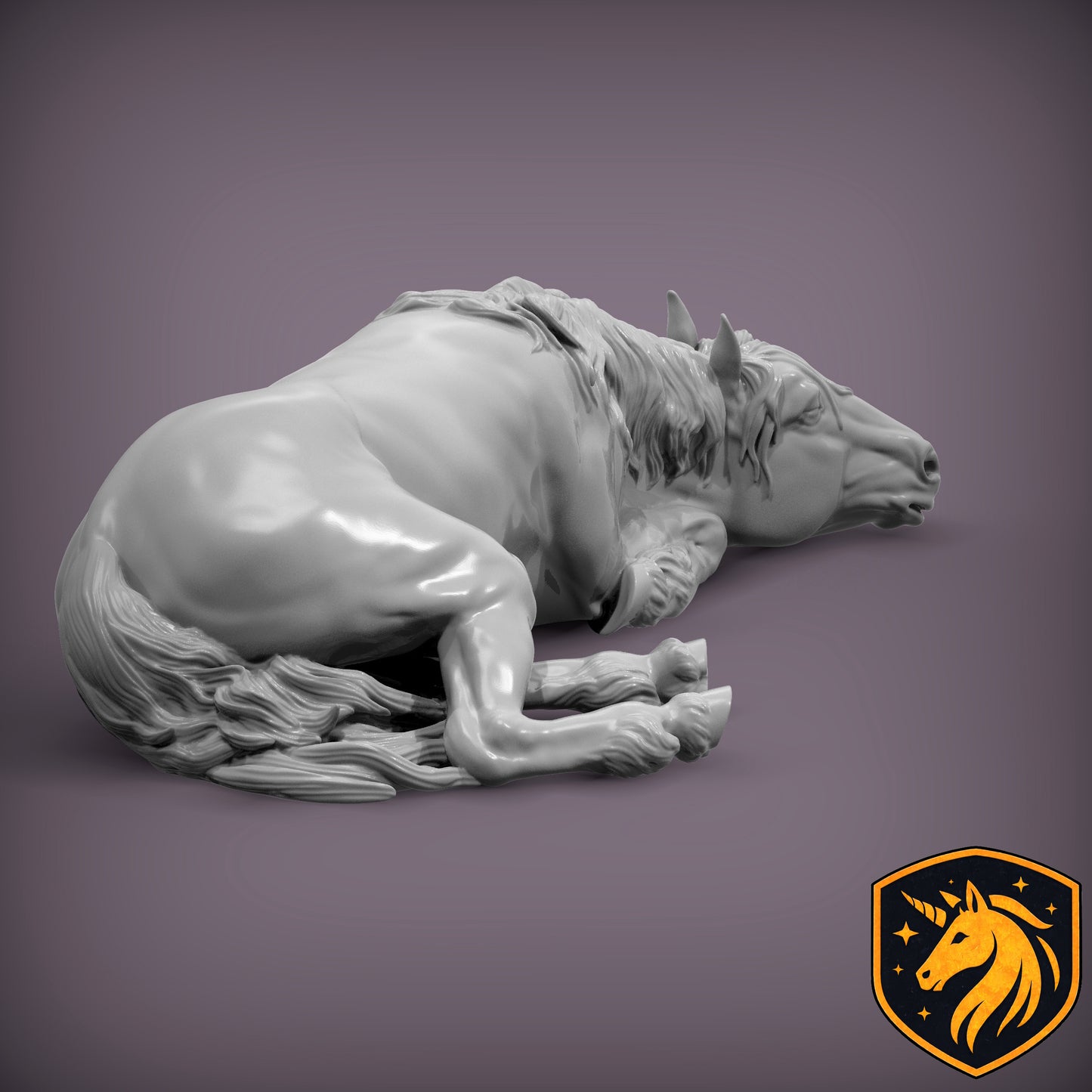 Sleeping Horse (Resting Pose) – Unpainted 3D Resin Model | Realistic Equine Sculpture