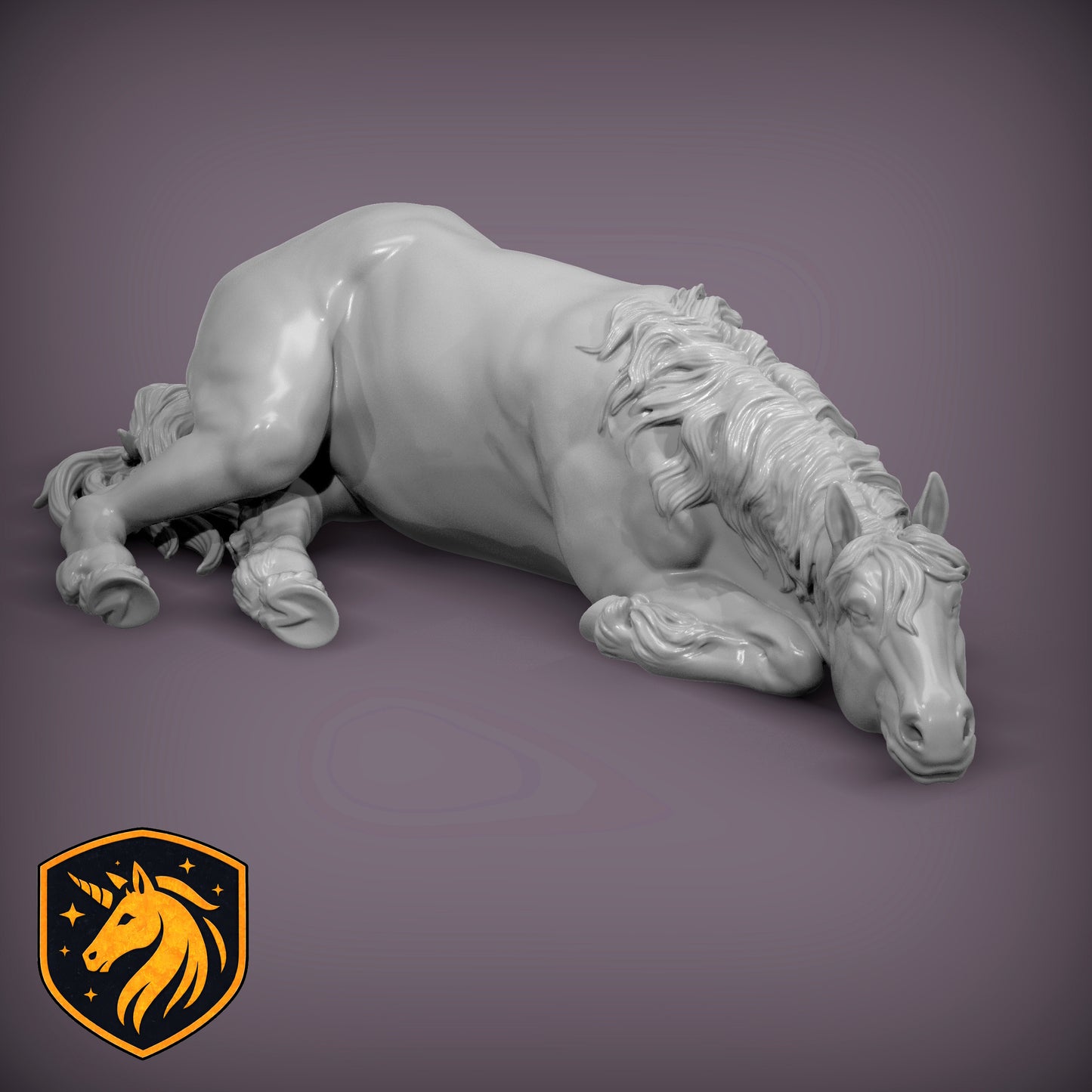 Sleeping Horse (Resting Pose) – Unpainted 3D Resin Model | Realistic Equine Sculpture