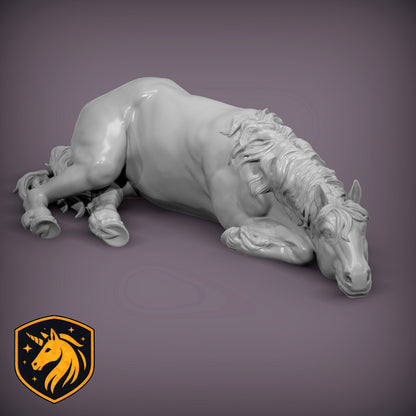 Sleeping Horse (Resting Pose) – Unpainted 3D Resin Model | Realistic Equine Sculpture