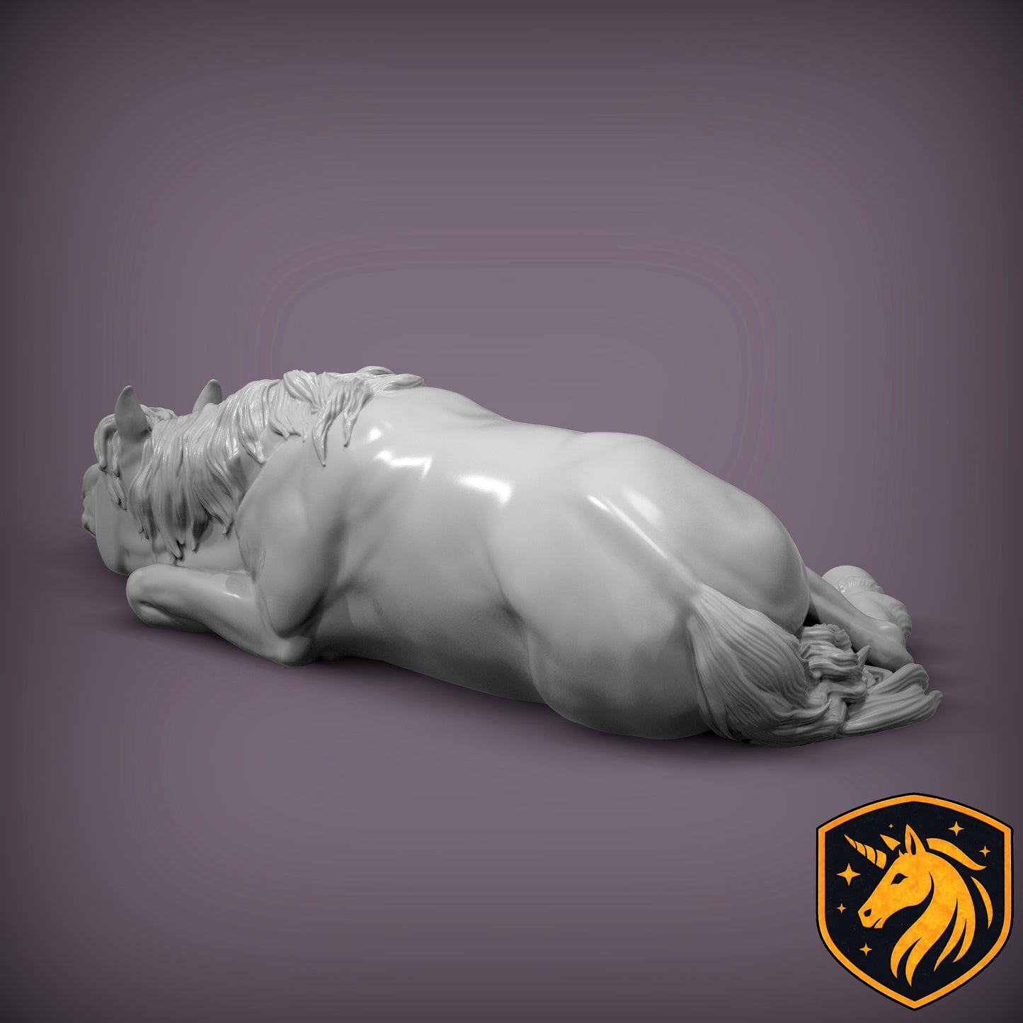 Sleeping Horse (Resting Pose) – Unpainted 3D Resin Model | Realistic Equine Sculpture