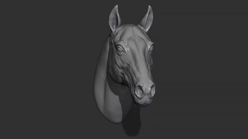 Horse Head Wall Art Mount (No Forelock) | 3D Printed Bust | Standard, Large, Extra Large & LifeSize Available