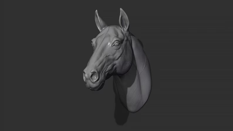 Horse Head Wall Art Mount (No Forelock) | 3D Printed Bust | Standard, Large, Extra Large & LifeSize Available