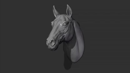 Horse Head Wall Art Mount (No Forelock) | 3D Printed Bust | Standard, Large, Extra Large & LifeSize Available