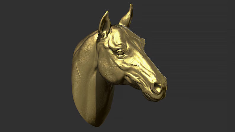 Horse Head Wall Art Mount (No Forelock) | 3D Printed Bust | Standard, Large, Extra Large & LifeSize Available