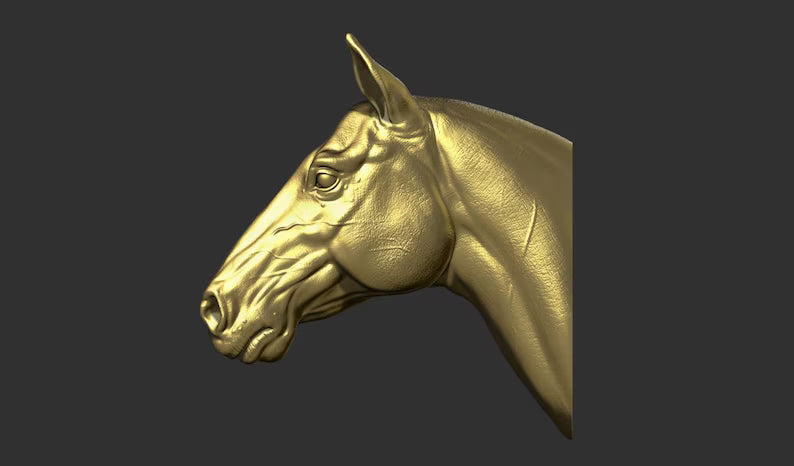 Horse Head Wall Art Mount (No Forelock) | 3D Printed Bust | Standard, Large, Extra Large & LifeSize Available