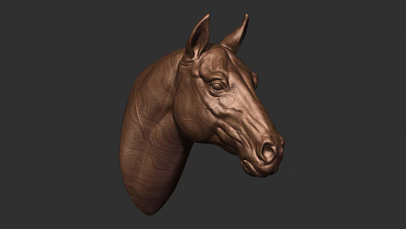 Horse Head Wall Art Mount (No Forelock) | 3D Printed Bust | Standard, Large, Extra Large & LifeSize Available