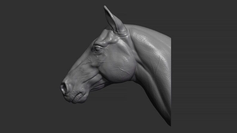 Horse Head Wall Art Mount (No Forelock) | 3D Printed Bust | Standard, Large, Extra Large & LifeSize Available