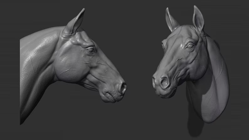 Horse Head Wall Art Mount (No Forelock) | 3D Printed Bust | Standard, Large, Extra Large & LifeSize Available