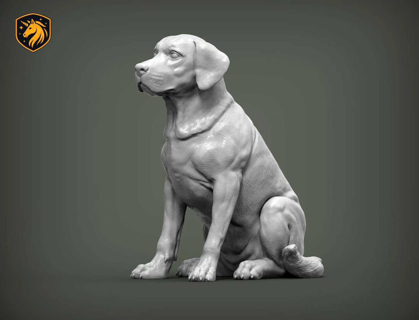 Labrador Retriever (Sitting Pose) – Unpainted ABS Resin Model | Realistic Dog Sculpture