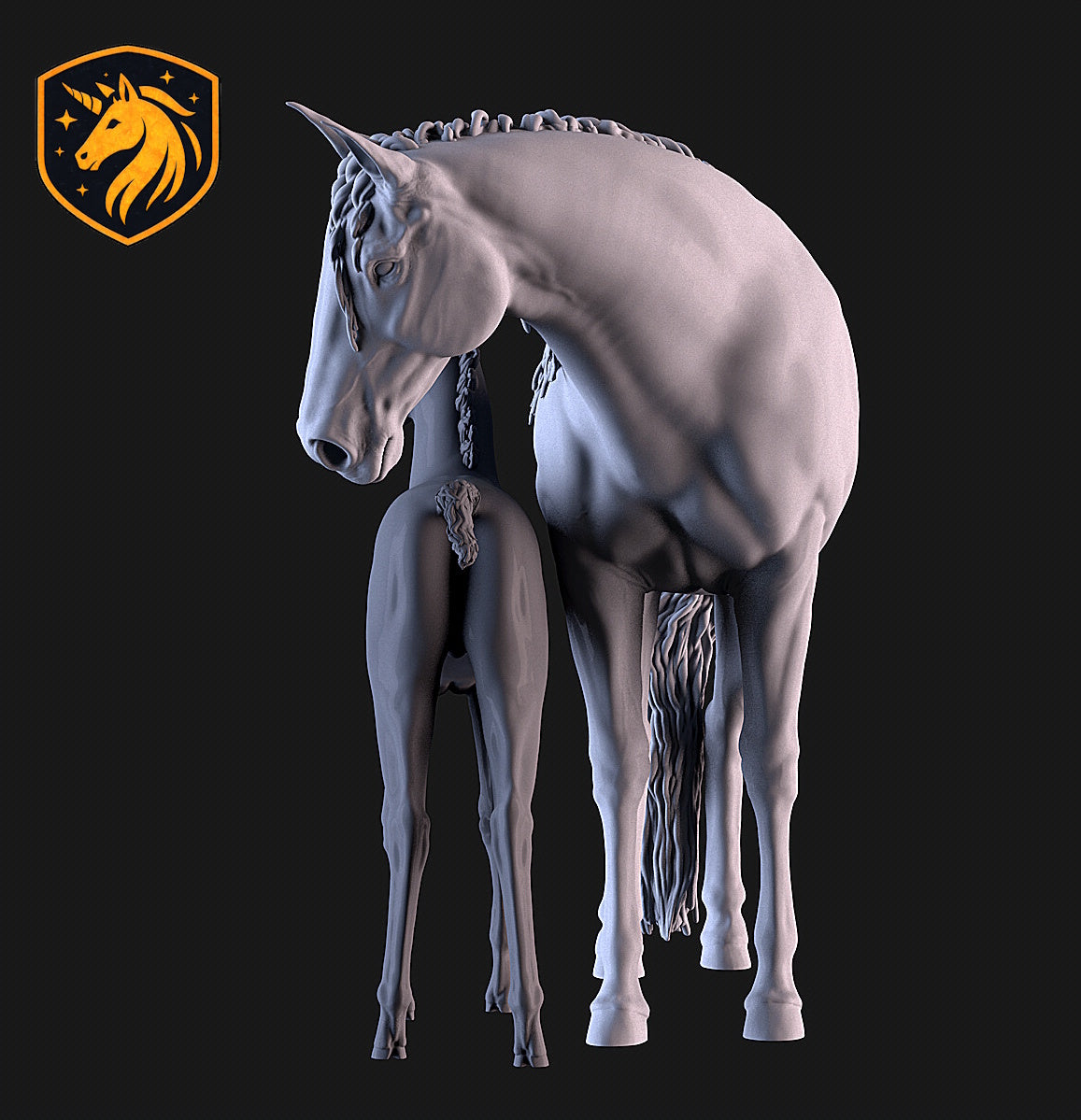 Sport Horse Mare & Foal – Unpainted ABS Resin Model Set | Realistic Equine Sculpture