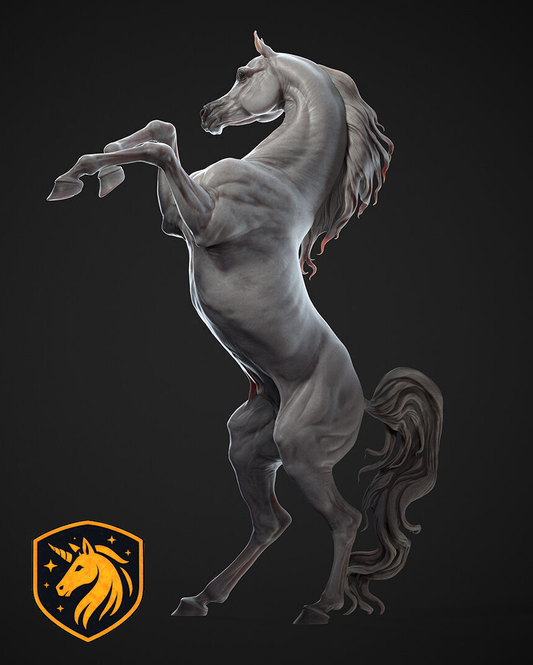 Rearing Arabian Horse Model Artist | Unpainted ABS White Resin