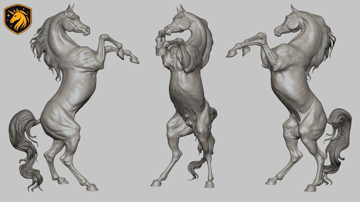 Rearing Arabian Horse Model Artist | Unpainted ABS White Resin