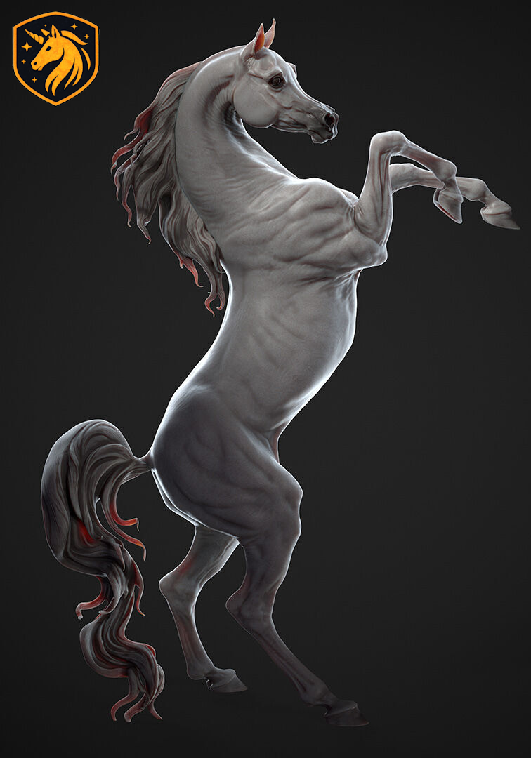 Rearing Arabian Horse Model Artist | Unpainted ABS White Resin