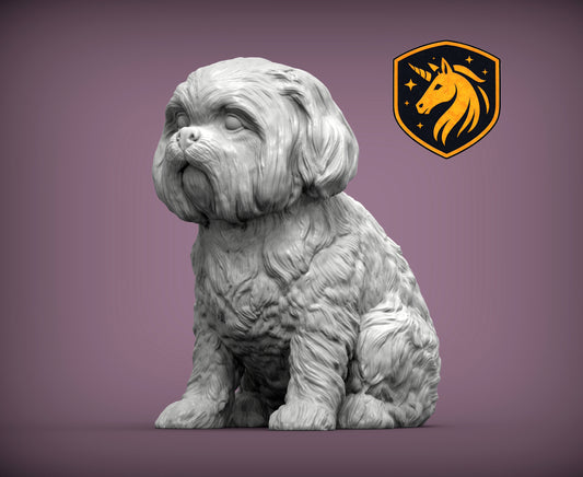 Shih Tzu (Sitting Pose) – Unpainted ABS Resin Model | Realistic Dog Sculpture