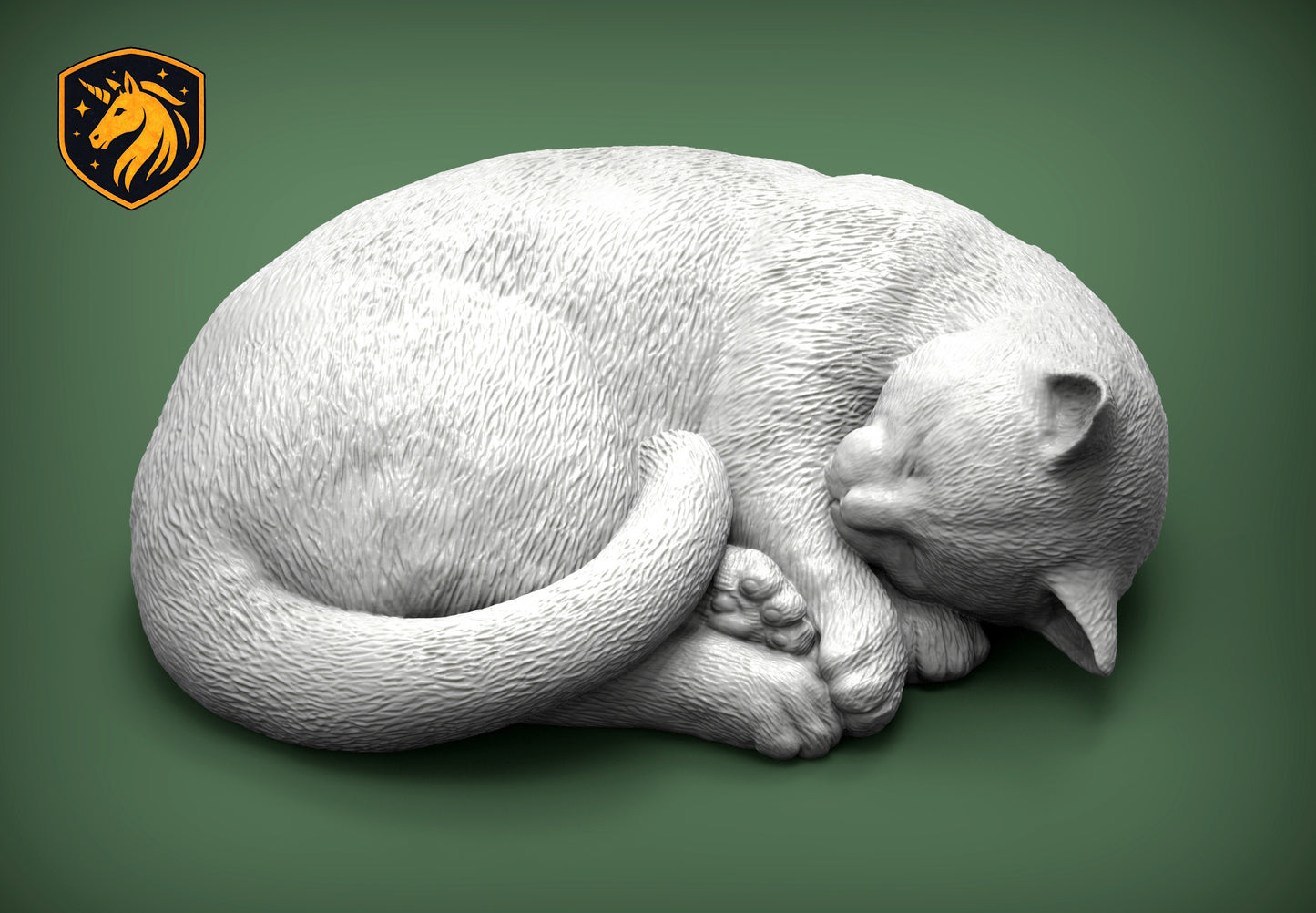 Sleeping Cat Curled Pose – Unpainted ABS Resin Model, Realistic Slumbering Cat Sculpture, Collector's Display Piece